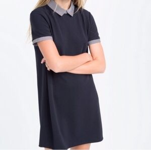 Zara Navy Shift Dress with Striped Collar Size Small